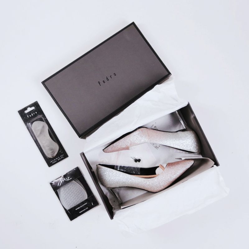 Preloved Pedro Original Womens Shoes Box with Glitter High Heels