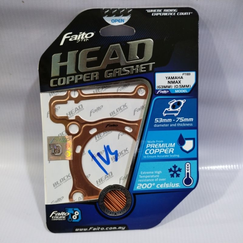 FAITO COPPER HEAD GASKET 0.5MM 62MM 63MM NMAX AEROX LEXI R15 VVA