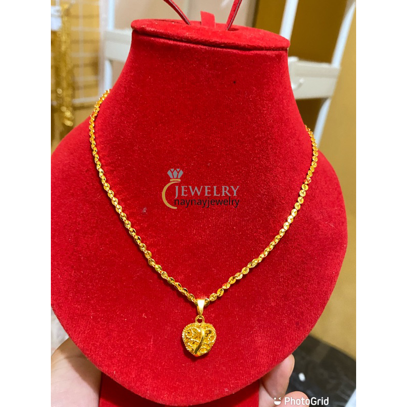 สร้อยคอเหรียญสี 24k / Medan glass love แกะสลัก kcl 45cm