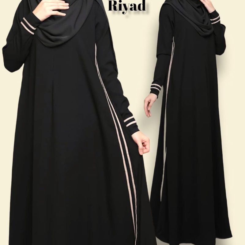 Riyadh Black Abaya Saudi jetblack Gamis สําหรับผู้ใหญ่ในจัมโบ้