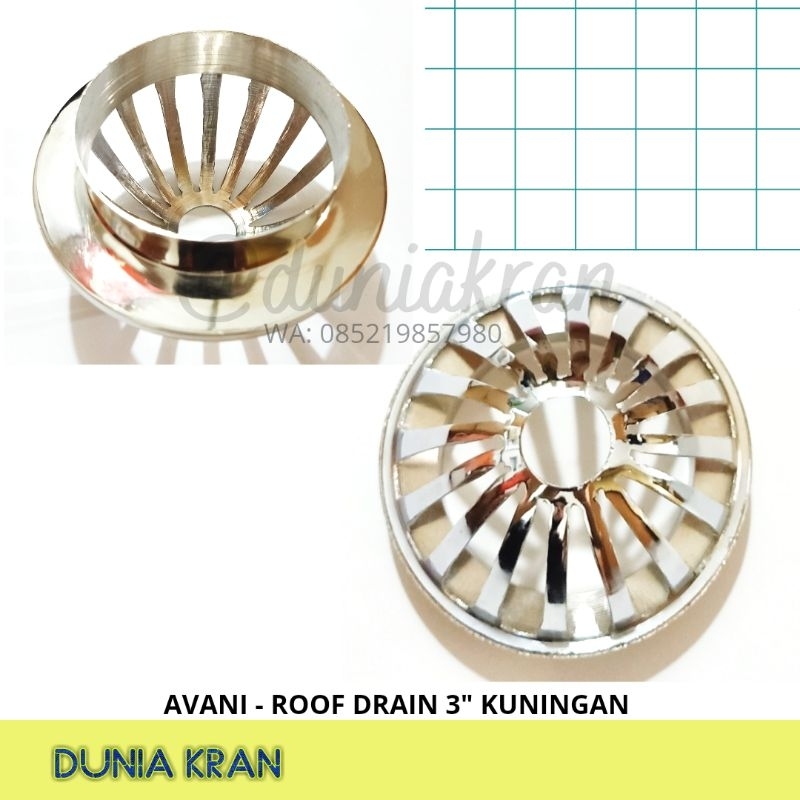 Afuur AVANI BRASS ROOF DRAIN PUTTER Strainer 2,5" 3" 4"