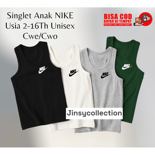 Kaos Singlet NK Anak Usia 2-16th Kaos Singlet Anak Unisex Cowok/Cewek Pakaian Anak Laki-Laki Perempuan Katun