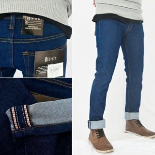 Selvedge กางเกงยีนขายาว เข้ารูป ผ้ายืด ของแท้ สําหรับผู้ชาย