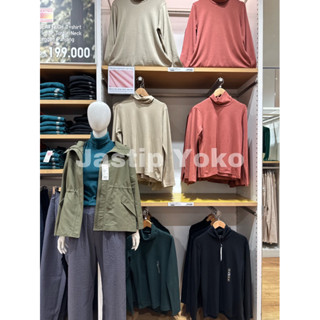 Uniqlo เสื้อยืด คอสูง แขนยาว ผ้าฟลีซ HEATTECH สําหรับผู้หญิง