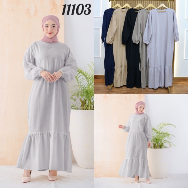 ชุดเดรสผ้าลินินเกาหลี 11103 Rp. 95.000 x 4 สี = Rp. 380,000