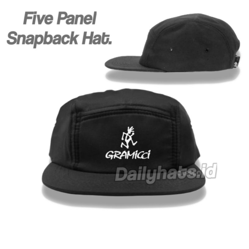 5แผงพรีเมี่ยม/หมวกห้าแผงsnapback Distroหมวกสําหรับผู้ชายและผู้หญิงสเก็ตSurfโลโก้GRAMICI