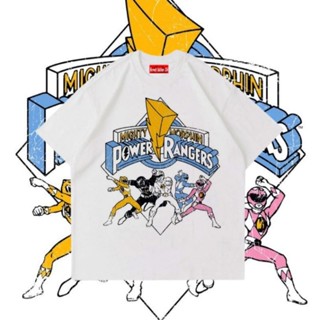 เสื้อยืด พิมพ์ลายอนิเมะ Mighty MORPHIN POWER RANGERS VINTAGE K สีขาว สําหรับเด็ก และผู้ใหญ่