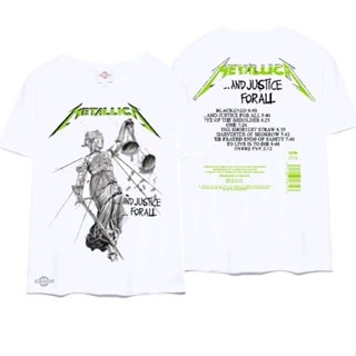 Kaos metallica PUTIH 5th AND JUSTICE เสื้อยืดลําลอง แขนสั้น พิมพ์ลาย metallica kill It all master of puppets enter sandman kaos band metal สไตล์วินเทจ