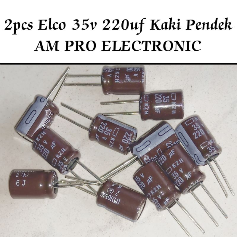 2 ชิ้น Elco 35v 220uf Elko 220uf 35v ขาสั้น