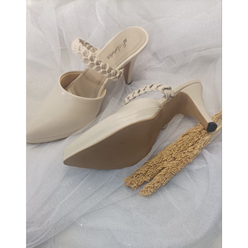 Syhafira - Alice Heels for Women 9cm Pointed Cream