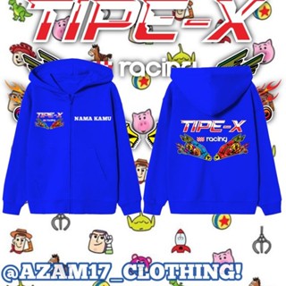 เสื้อแจ็กเก็ต เสื้อฮู้ดดี้ มีซิป ลาย X racing Free Name Type X trondol สําหรับเด็กผู้ชาย ผู้หญิง