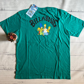 เสื้อยืด ลาย Billabong the simpsons สีเขียว ของแท้ 100%