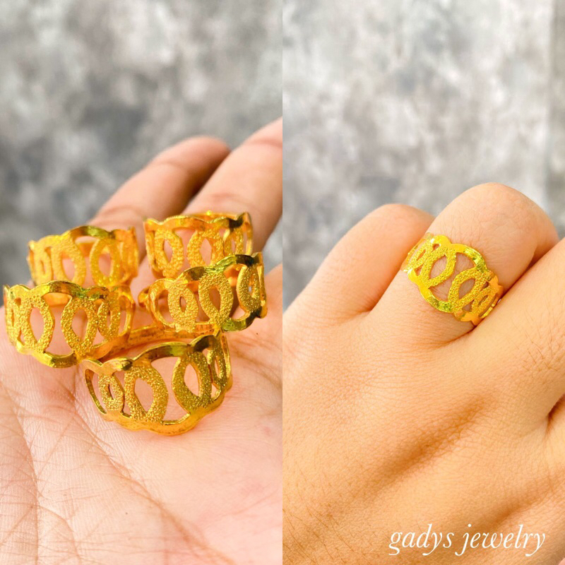 REPLIKA 24krt Gold Plated audi Ring Crum Light Gold 8 กรัม Premium Gold Replica แหวนผู้หญิง