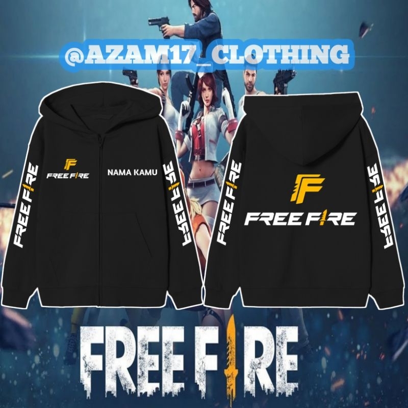 Garena เสื้อแจ็กเก็ต มีฮู้ด แต่งซิป ลาย Free Fire Game Free Fire FF สําหรับเด็ก