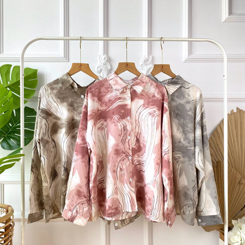 KEMEJA [WHOLESALE] JR0162 - NOIR BKK MARBLE SHIRT (3pcs @ Rp. 77,000)