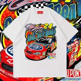 เสื้อยืด Nascar OUT IN FRONT VINTAGE | เสื้อยืด ลาย Nascar RUMBLE | เสื้อยืด ลายรถแข่ง Rap TEES สีขาว