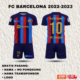 เสื้อกีฬาแขนสั้น พิมพ์ลาย Barcelona Jersey 2023 2024 ฟรีชื่อนิกเกิล และหมายเลขด้านหลัง