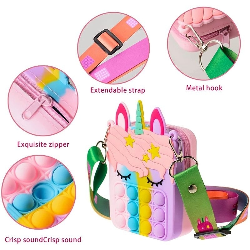 CHILDRENS POP IT BAG/CUTE POPIT BAG/POP IT BAG/POP IT BAG POP IT MALANG BAG/TU UNICORN RABBIT POP BA