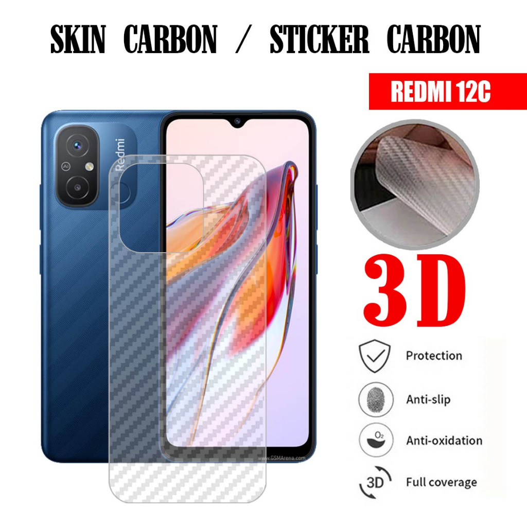 Skin Carbon / Skin Diamond Redmi 12C Skin Carbon 3D Anti-Scratch Back Skin Diamond Redmi 12C