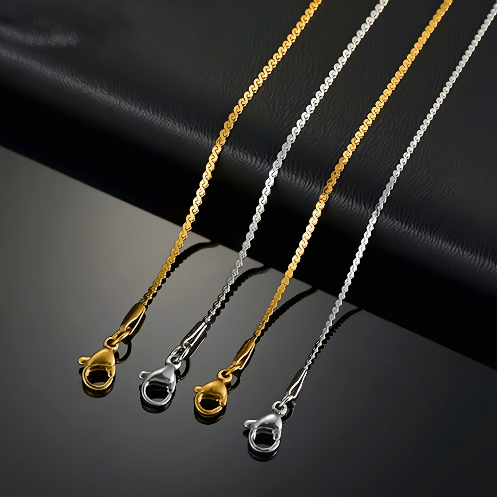 SS Chain เงินและทอง/ทองคุณภาพสูง 316L สแตนเลสสร้อยคอไทเทเนียม ANTI-RUST/โซ่/จี้/จี้ทองเงินสีดํา Rose