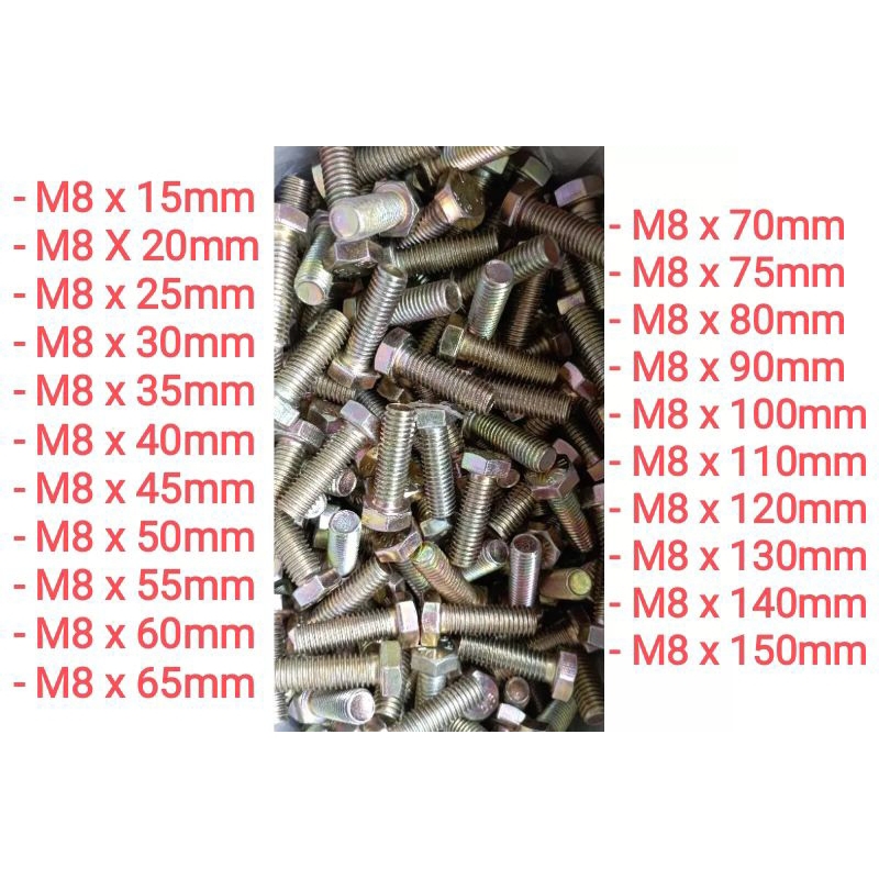 SIKU M8 สลักเกลียวและกุญแจถั่ว 12 ด้าย Pitch 1.25 สีเหลือง - สลักเกลียวมุม