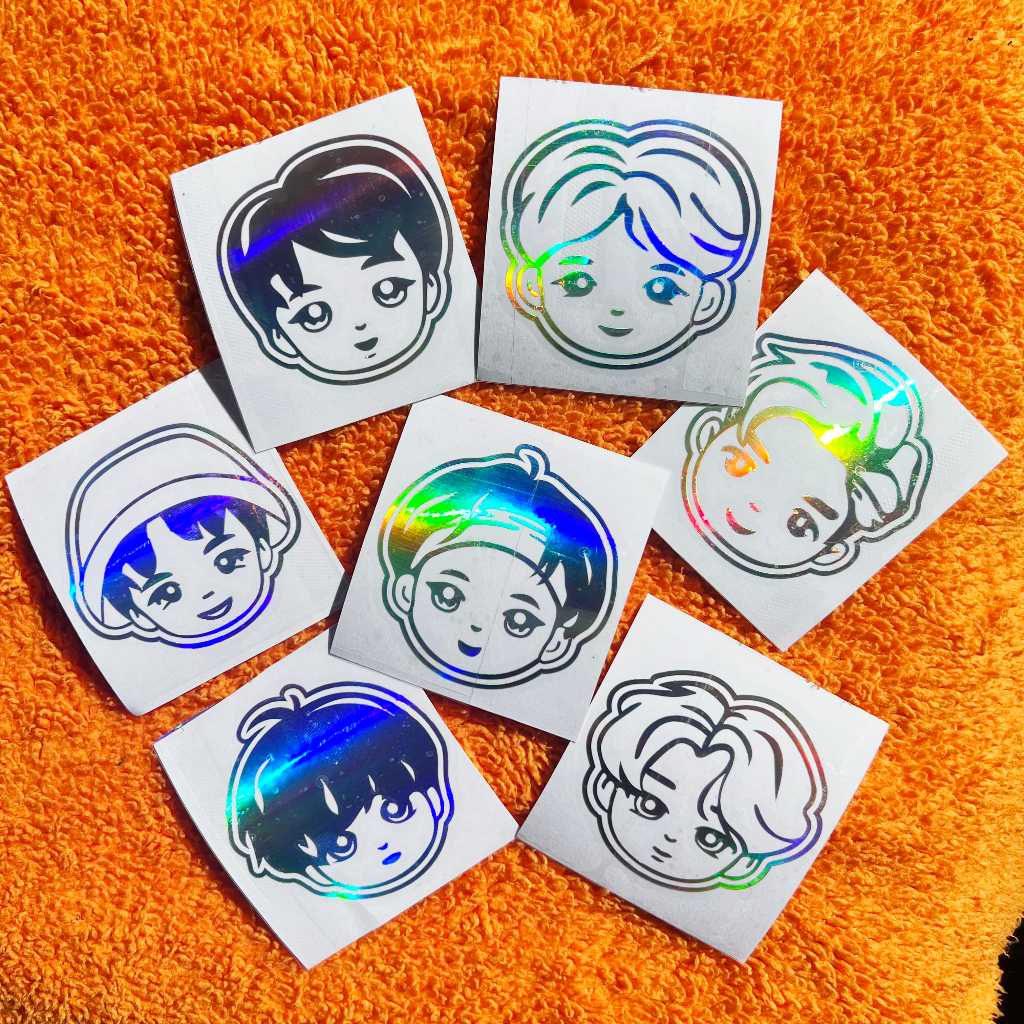 Bts CHIBI HOLOGRAM สติ๊กเกอร์สีรุ้ง BTS MEMBER CHIBI