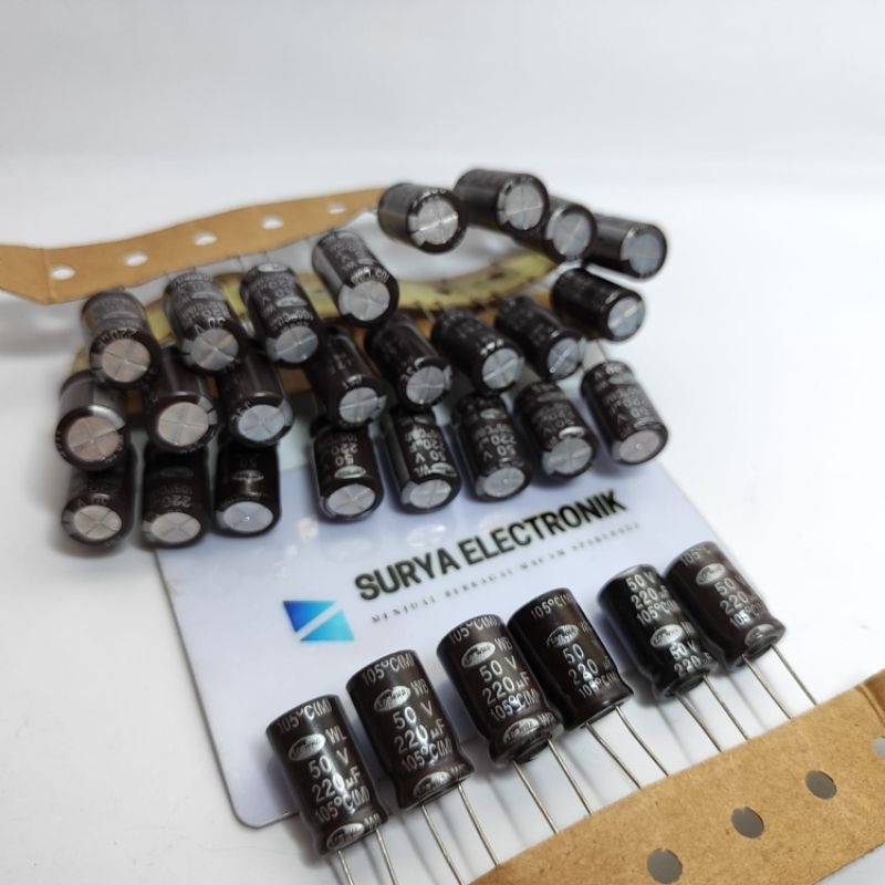 Elco Capacitor 220uf 50v / Elko 220uf 50v ตัวเก็บประจุสีน้ําตาล