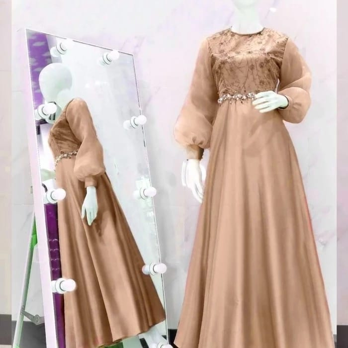 ใหม่ล่าสุด TSANIA BROKEN DRESS GAMIS TILE PEARL COMBI ORGANZA / GAMIS / PARTY MAXIDRESS / GRADUATION GAMIS / FORMAL GAMIS