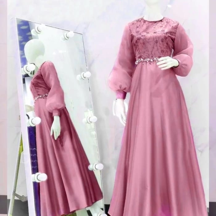 ใหม่ล่าสุด TSANIA BROKEN DRESS GAMIS TILE PEARL COMBI ORGANZA / GAMIS / PARTY MAXIDRESS / GRADUATION GAMIS / FORMAL GAMIS