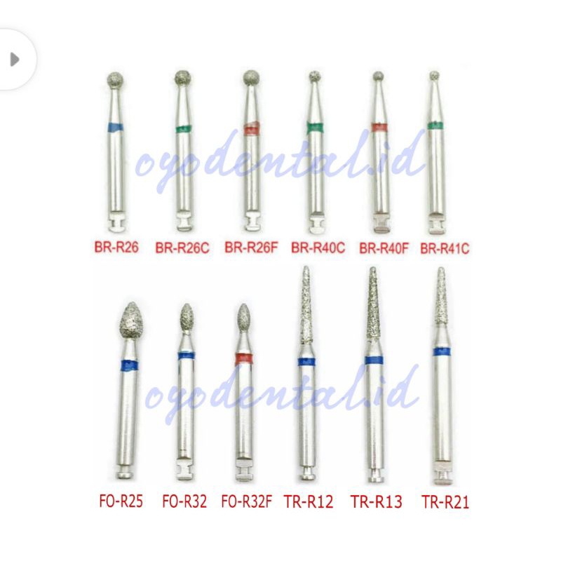 Dental Diamond Low Speed Round / Flame Oval / Tapper เตรียม Bur