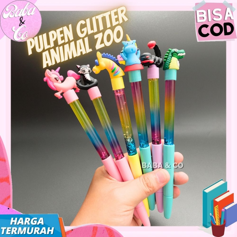 GLITTER ANIMAL ZOO PEN CUTE UNIQUE PEN CUTE ZOO GLITTER WATER PEN
