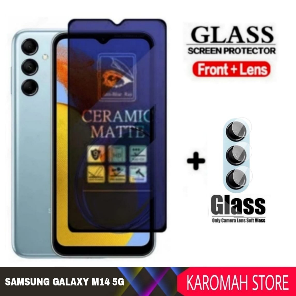 PACKAGE 2 INC 1 TEMPERED GLASS SAMSUNG GALAXY M14 5G MATTE ANTI BLUE
