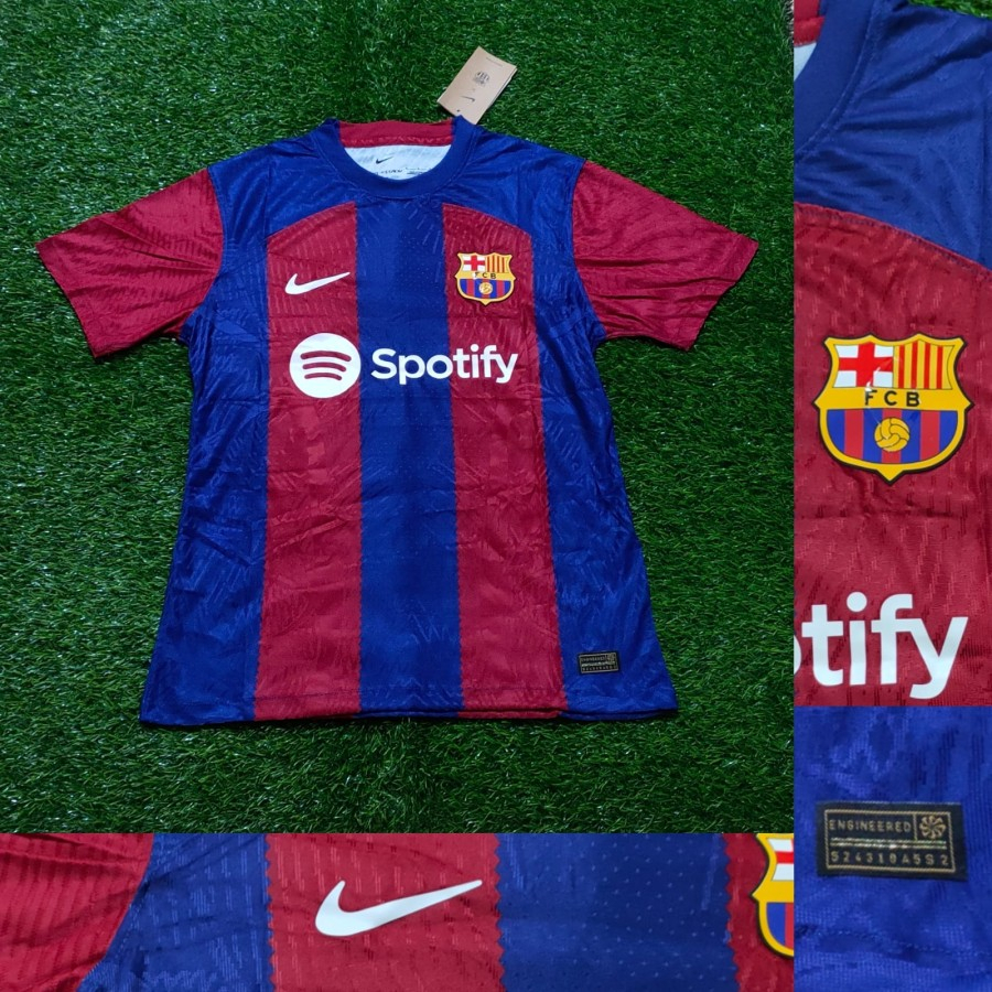 เสื้อกีฬาแขนสั้น ลายทีมฟุตบอล Jersey Player Issue Barcelona Home 2023 2024 Dri Fit ADV Barca PI