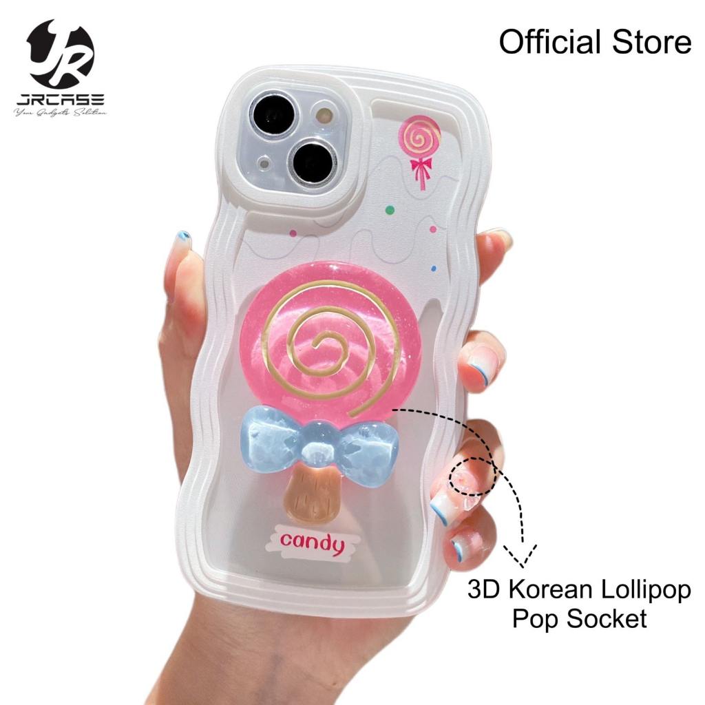 JRCASE Softcase น่ารัก 3D Pop Socket Lollipop iPhone 14 Pro Max Plus 14+ 13 Pro Max 11 PRO MAX 12 PR