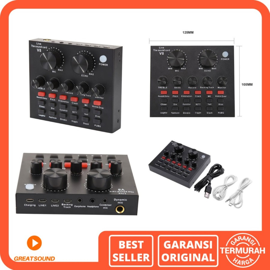 การ์ดเสียง V8 Mixer Soundcard V8 Mixer Audio USB ภายนอก Soundcard Taffiffware / Taffistudio V8s บลูท