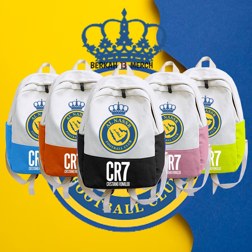 กระเป๋าเป้สะพายหลัง Al Nassr CR7 ลายทีมฟุตบอล Cristiano Ronaldo สําหรับเด็กผู้ชาย และผู้หญิง