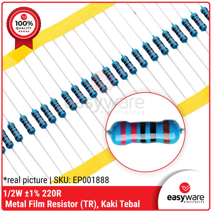 220R OHM 0.5WATT RESISTOR TAIWAN RESISTOR THICK LEGS 220R 1/2W 0.5W
