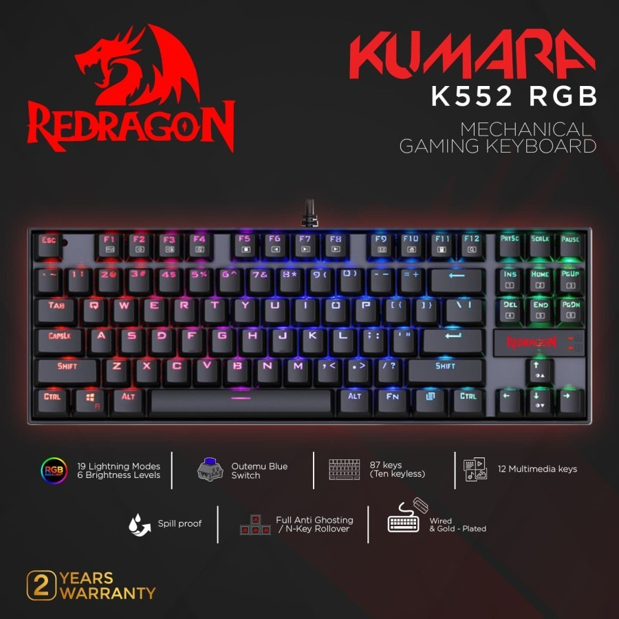 Redragon Kuara K552 RGB - คีย์บอร์ดเกมกล TKL