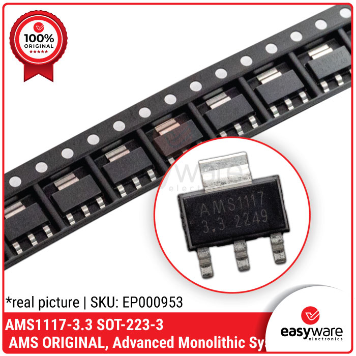 AMS1117-3.3 SOT-223 ORIGINAL AMS AMS1117 3.3V IC LDO เครื่องปรับแรงดันไฟฟ้า