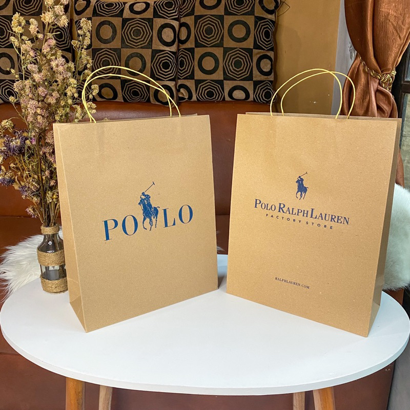 Polo Ralph Lauren ถุงกระดาษขนาดกลาง 25x10x32 cm Mall Brand T-Shirt Gift Wrap