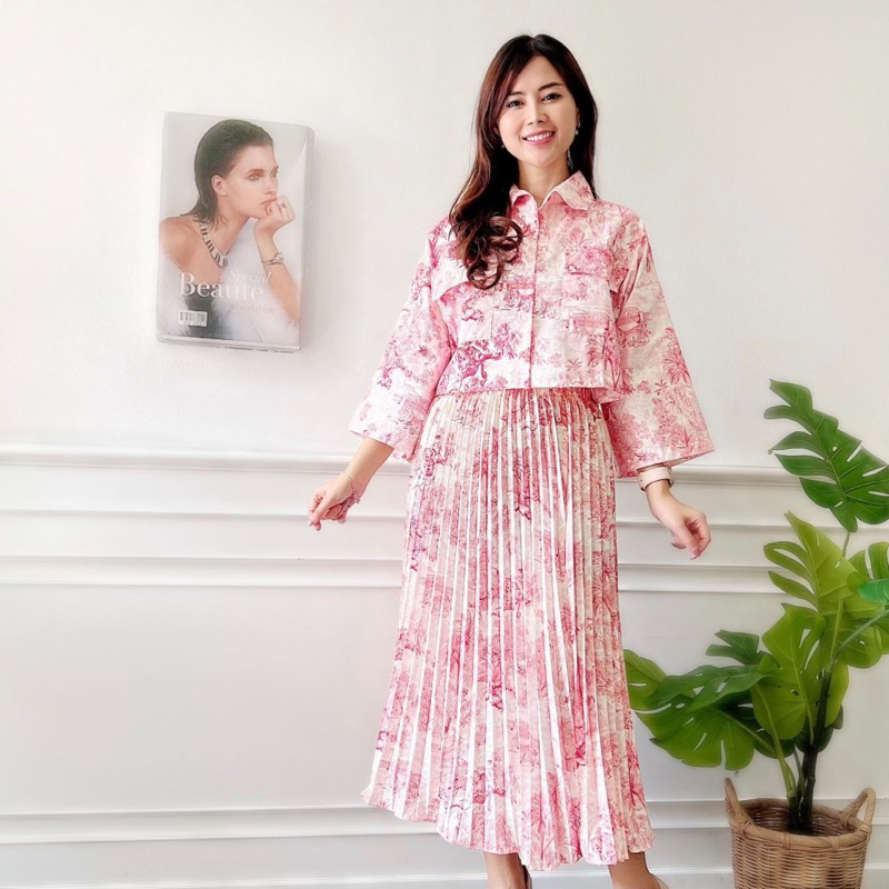 Tq88indonesia แฟชั่น One ชุดผู้หญิงธรรมชาติเกาหลี Vintage ล่าสุดผู้หญิงกระโปรงจีบ