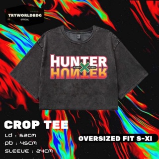 Tryworldbdg OFFICIAL "HUNTER X HUNTER" CROP TOP OVERSIZED | เสื้อครอป โชว์หลัง | เสื้อครอปท็อป HUNTER X HUNTER WASHING VINTAGE