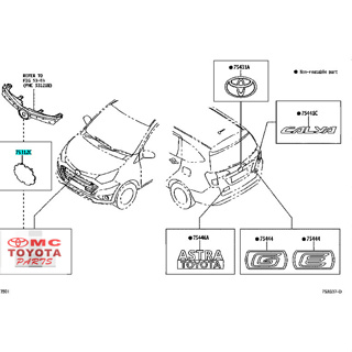 กระจังหน้าโลโก้สัญลักษณ์ สําหรับ Toyota Agya GR 75311-BZ470 75312-BZ140