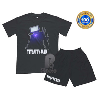 (ฟรีชื่อ) เสื้อยืด ผ้าฝ้าย พิมพ์ลาย SKIBIDI TITAN TV MAN UNISEX สําหรับเด็ก