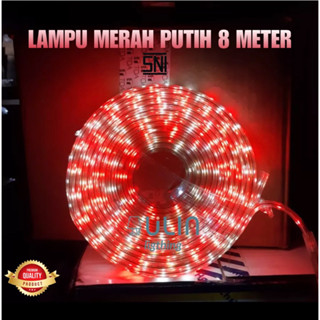 ไฟ LED สีแดงและสีขาว 8 เมตร 10 เมตร สิงหาคม MERDEKA STRIP แพ็คเกจ 220V