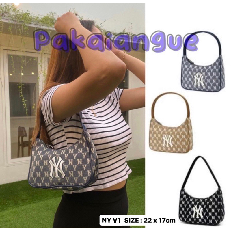 MLB NY JACQUARD HOBO BAG MONOGRAM / NY MLB SHOULDER BAG / NY MLB SHOULDER BAG / Womens BAG / TRENDY 