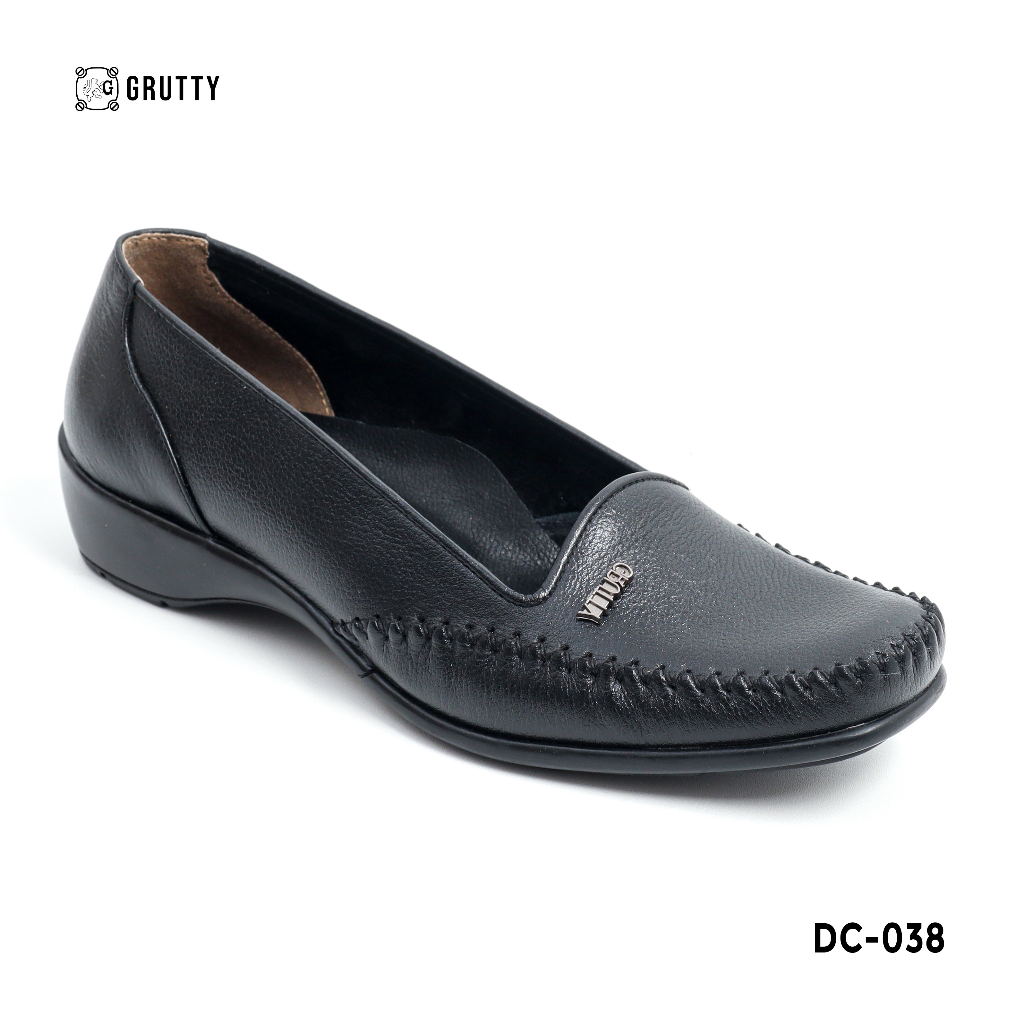 รองเท ้ าหนังผู ้ หญิงทํางานลําลอง | รองเท ้ า JAZMIN Grutty สีดํา หนังแท ้ - DC 038