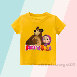 เสื้อยืด พิมพ์ลาย Masha AND THE BEAR สําหรับเด็ก