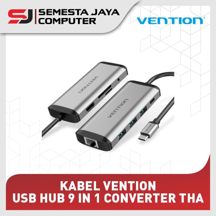 Vention THA 9 in 1 Converter Type-C to HDMI USB3.0 *3 PD RJ45 3.5 มม. TF