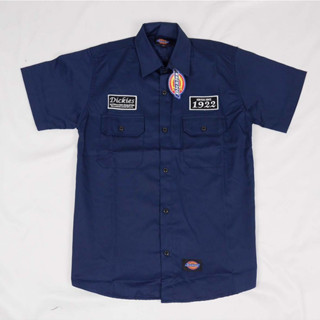 เสื้อเชิ้ต ลาย Dickies SERVICE NAVY WORKSHIRT สีกรมท่า